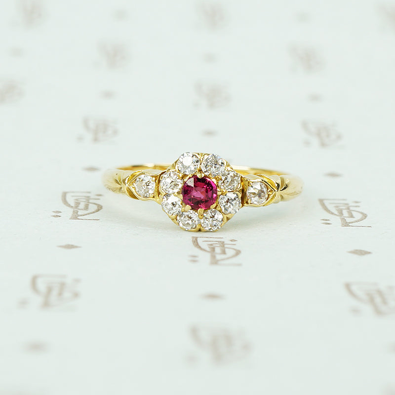 ruby and omc diamond ring 18k yellow gold 