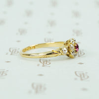 ruby and omc diamond ring 18k yellow gold side view
