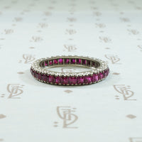 french calibré cut lab grown ruby eternity band 14k white gold circa 1940 size 5.5