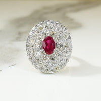 OEC Diamond Triple Halo Ruby Ring