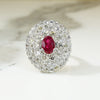 OEC Diamond Triple Halo Ruby Ring
