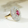 OEC Diamond Triple Halo Ruby Ring