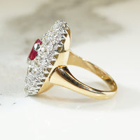 OEC Diamond Triple Halo Ruby Ring