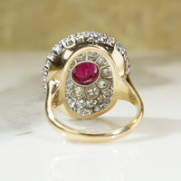 OEC Diamond Triple Halo Ruby Ring