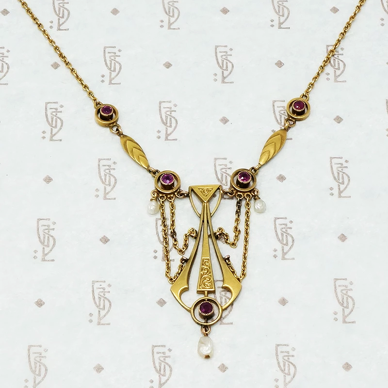Jugendstil Gold and Ruby Necklace Circa 1900