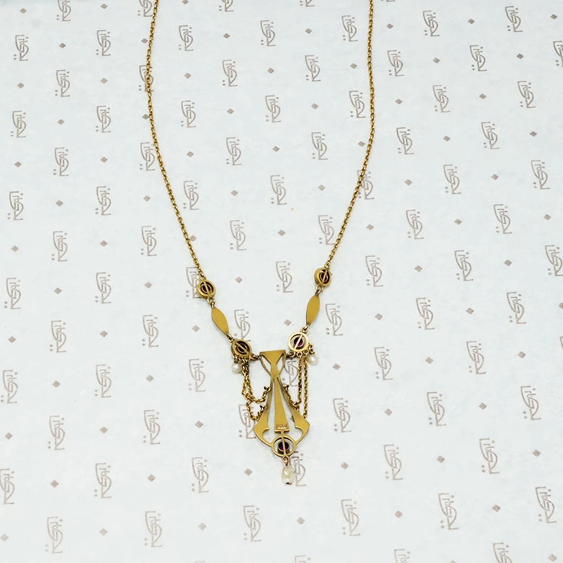 Jugendstil Gold and Ruby Necklace Circa 1900