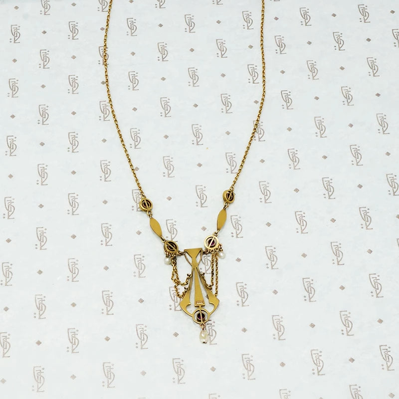 Jugendstil Gold and Ruby Necklace Circa 1900