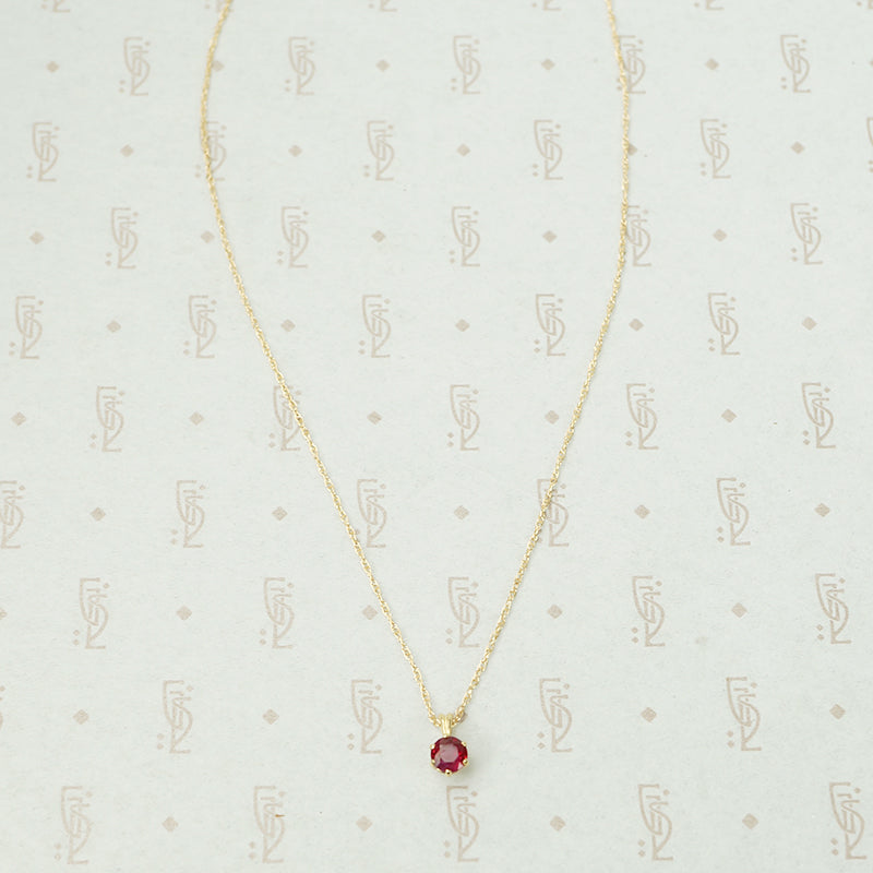 Vintage Ruby Yellow Gold Solitaire Pendant