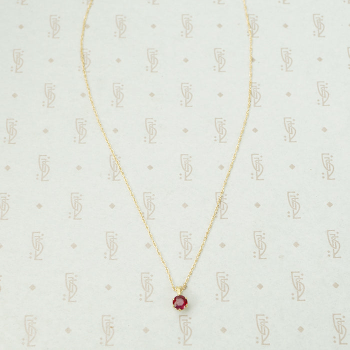 Vintage Ruby Yellow Gold Solitaire Pendant