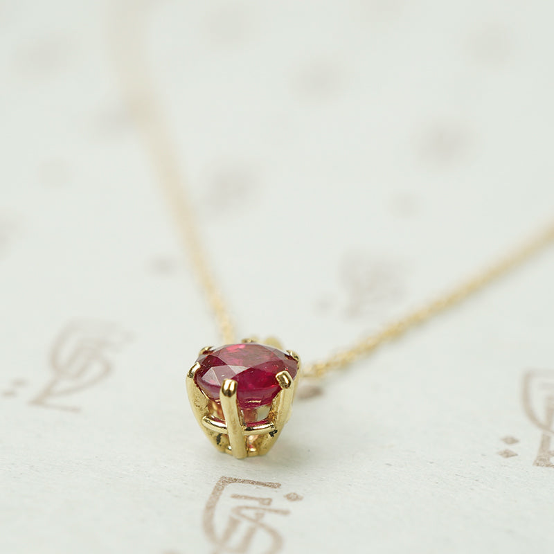 Vintage Ruby Yellow Gold Solitaire Pendant