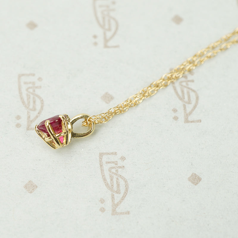 Vintage Ruby Yellow Gold Solitaire Pendant