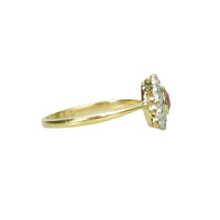 Oval Ruby Diamond Halo Vintage Ring - Gem Set Love