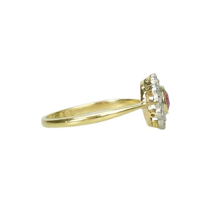 Oval Ruby Diamond Halo Vintage Ring - Gem Set Love