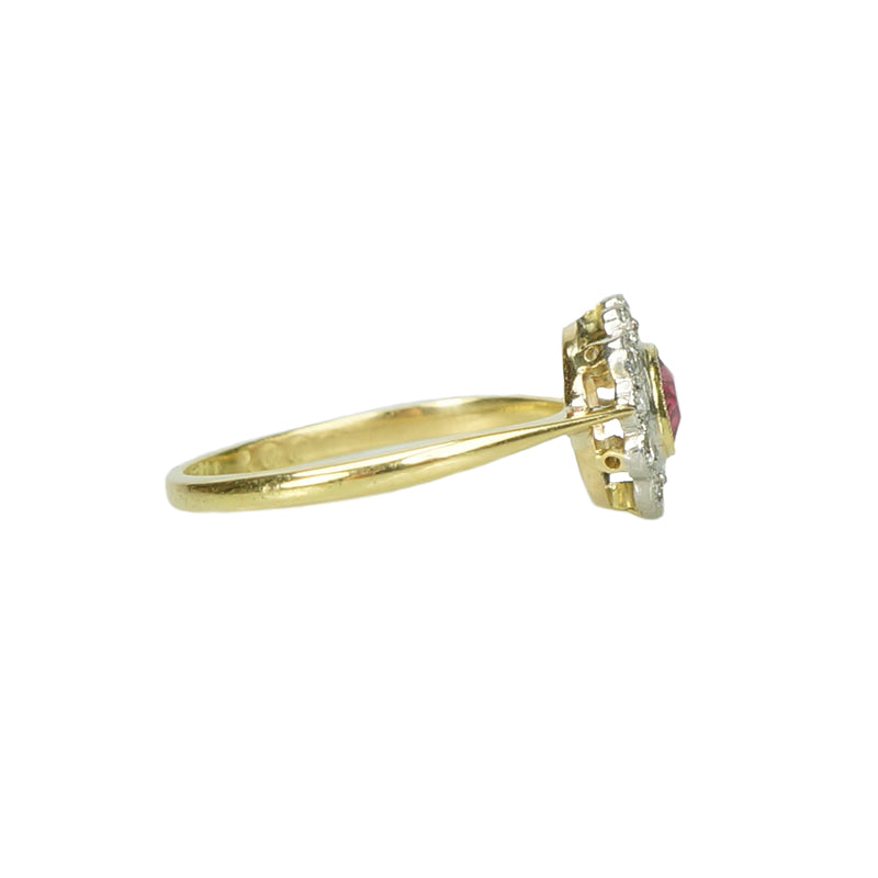Oval Ruby Diamond Halo Vintage Ring - Gem Set Love