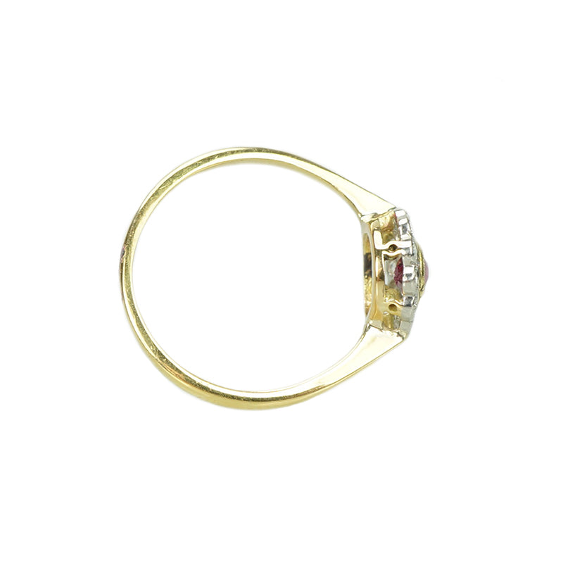 Oval Ruby Diamond Halo Vintage Ring - Gem Set Love
