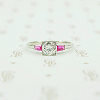 Platinum ruby and diamond engagement ring 1940's