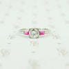 Platinum ruby and diamond engagement ring 1940's