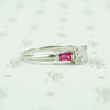 Platinum ruby and diamond engagement ring 1940's side view