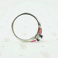 Platinum ruby and diamond engagement ring 1940's side view