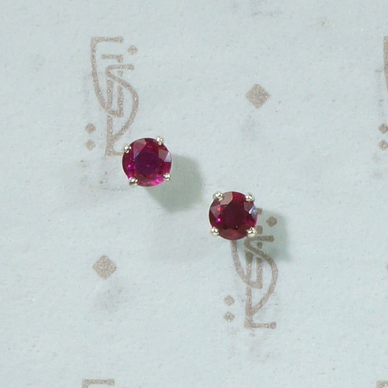 Rich Red Ruby Platinum Studs