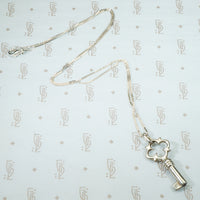 vintage russian sterling key pendant on an 18" snake chain