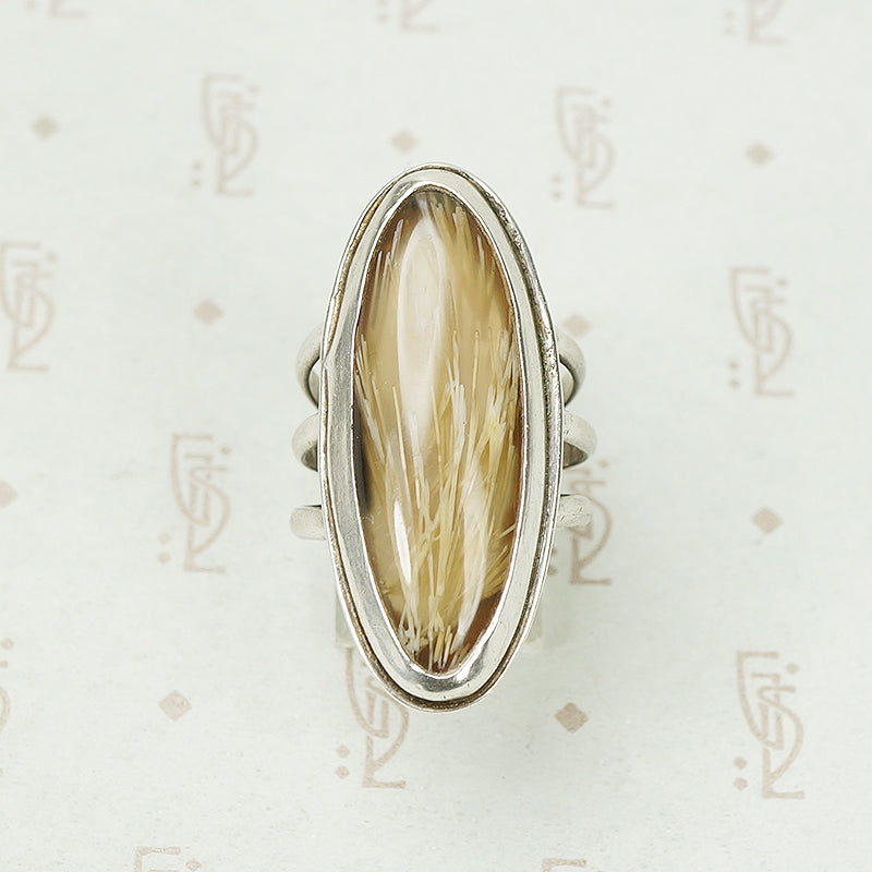 Magical Vintage Rutilated Quartz Ring in Silver