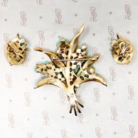 Glamour & Whimsy Trifari Brooch & Earring Set
