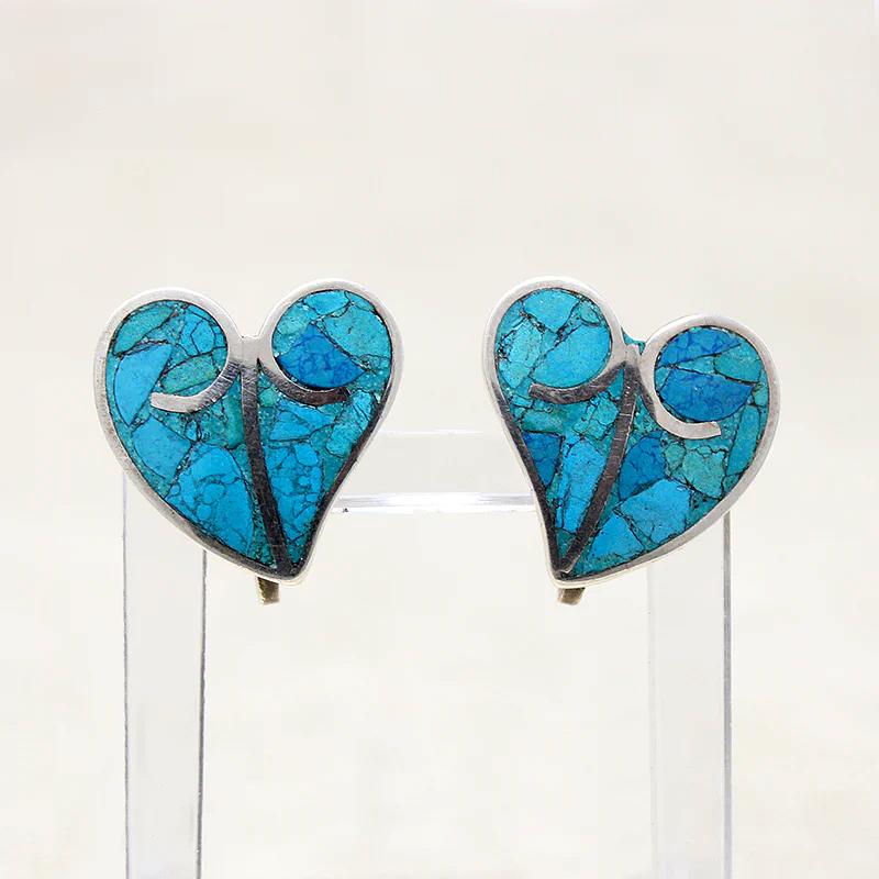 Turquoise Inlay Leaves Necklace, Bracelet & Earrings
