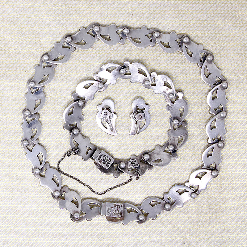Fabulous Choker, Bracelet & Earring Set Signed Margot de Taxco