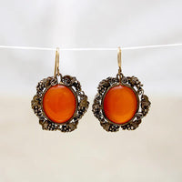 Chinese Carnelian & Filigreed Grapes Necklace & Earring Set