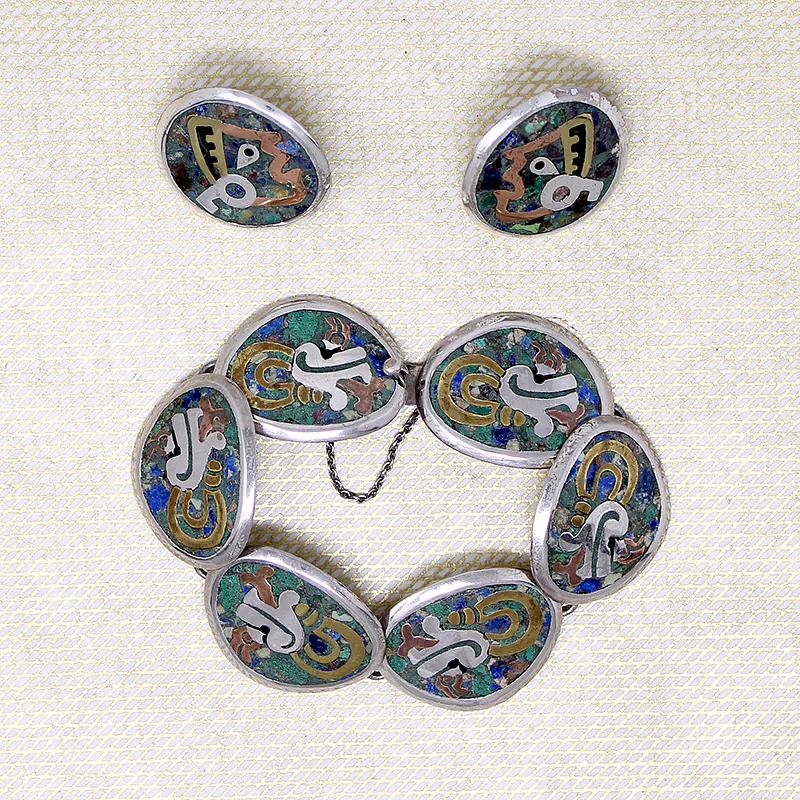 Vivacious Inlay in Mixed Metal Bracelet & Earring Set