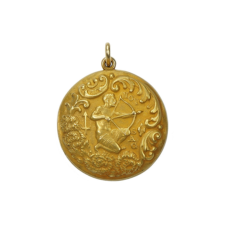 Vintage Sagittarius Locket in Gold