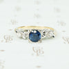 2 tone vintage new old stock blue sapphire engagement ring