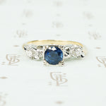 2 tone vintage new old stock blue sapphire engagement ring