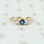 mine cut diamonds and sapphire ring in yellow gold circa 1890