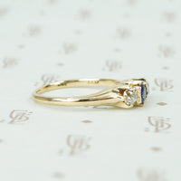 mine cut diamonds and sapphire ring in yellow gold circa 1890 side view
