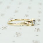 mine cut diamonds and sapphire ring in yellow gold circa 1890 side view