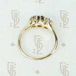 mine cut diamonds and sapphire ring in yellow gold circa 1890 side view