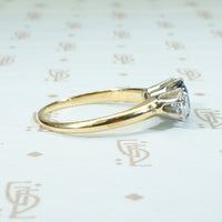 Gorgeous Sapphire and OEC Diamond 3 Stone Ring
