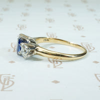 Gorgeous Sapphire and OEC Diamond 3 Stone Ring