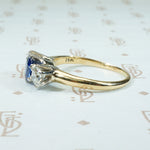 Gorgeous Sapphire and OEC Diamond 3 Stone Ring