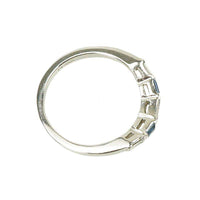 Vintage Curved Platinum Sapphire and Diamond Baguette Band
