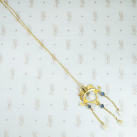 Renaissance Revival Lavalier in Gold, Sapphires & Pearls