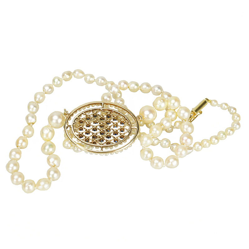 Circa 1900 Pearl and Sapphire Necklace