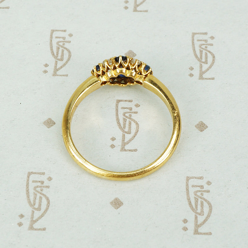 Vintage Sapphire and Rose Cut Diamond Gold Ring