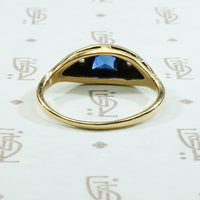 French Cut Sapphire and Rose Cut Diamond Engagement Ring
