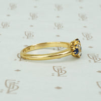Vintage Sapphire and Rose Cut Diamond Gold Ring