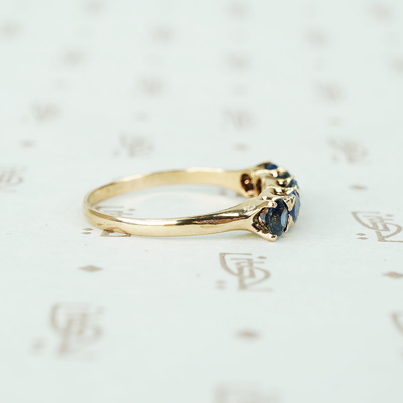 Antique Rose Gold Blue Sapphire Band