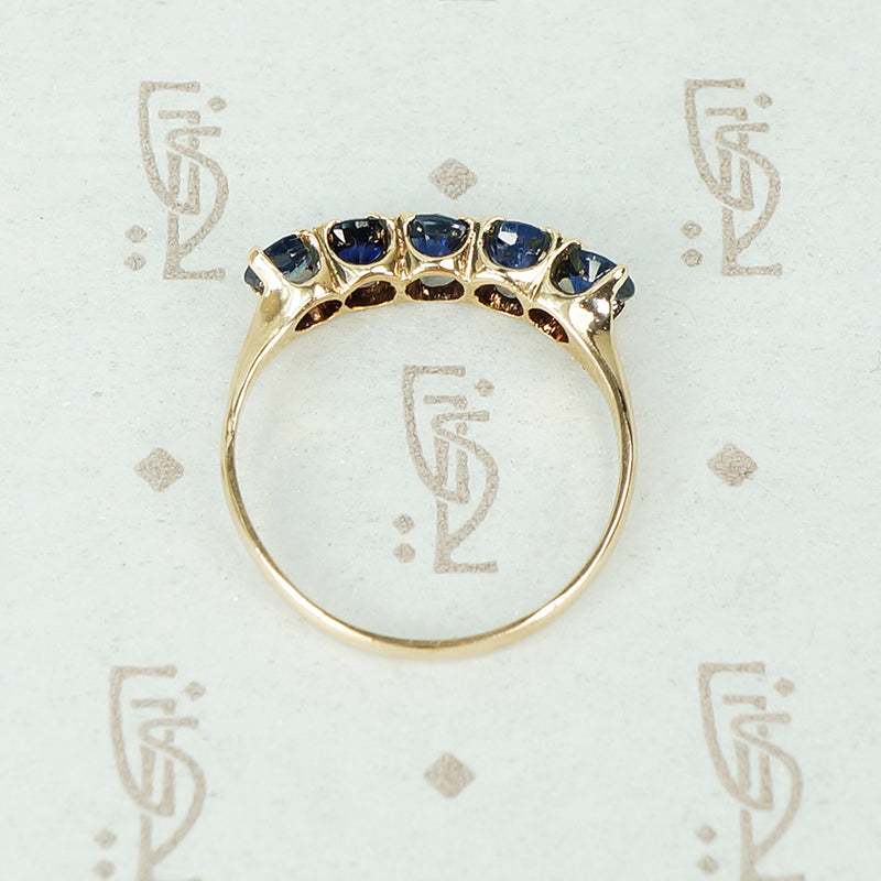 Antique Rose Gold Blue Sapphire Band