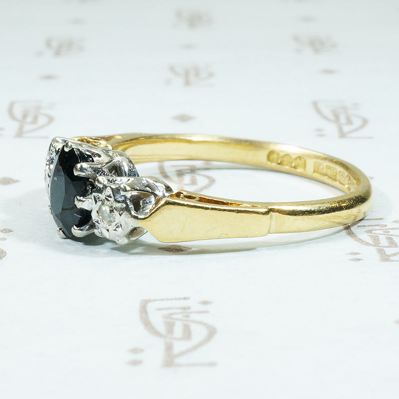 Vintage 18k Sapphire and Diamond Ring